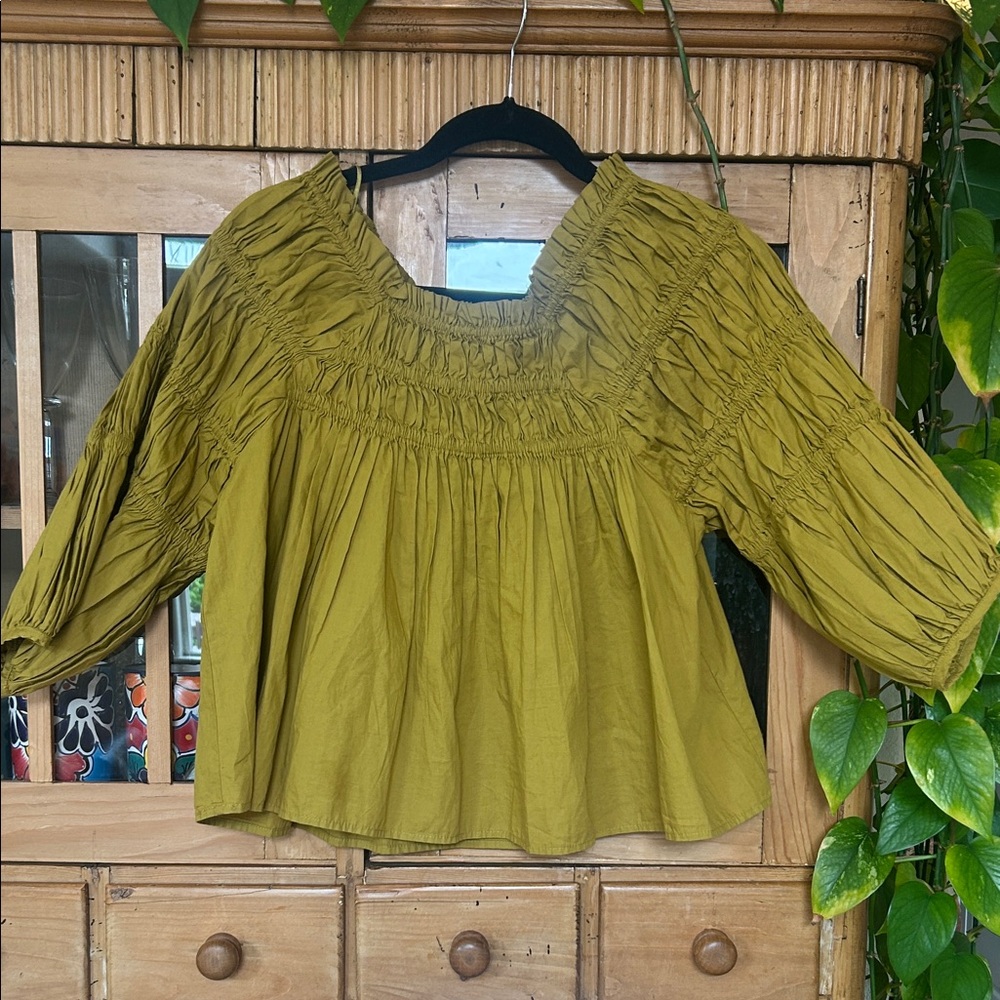 Free people Olive Green Women's Smocked Top